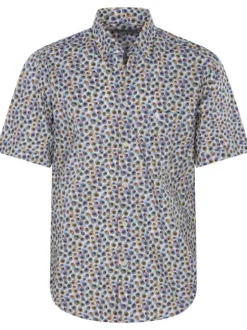 Chemise en coton multicolore avec une coupe droite et un col américain