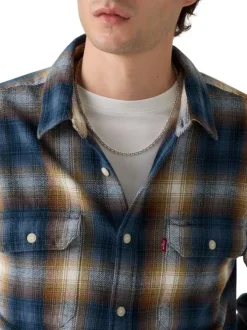 Chemise en coton multicolore à coupe droite avec un motif écossais