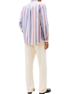 Chemise en coton multicolore à coupe droite ornée d'un motif à rayures