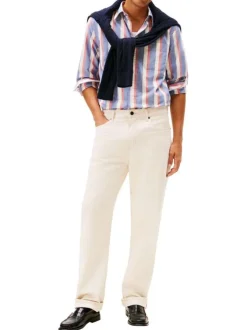 Chemise en coton multicolore à coupe droite ornée d'un motif à rayures