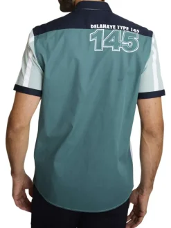 Chemise en coton multicolore à coupe droite pourvue d'inscriptions imprimées