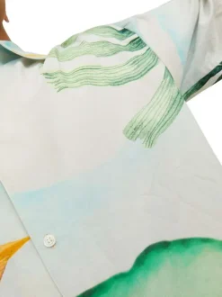 Chemise en coton multicolore imprimé avec coupe regular et col français