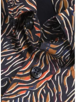 Chemise en coton multicolore imprimé coupe ajustée col américain