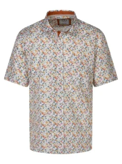 Chemise en coton multicolore à motif floral imprimé avec une coupe droite