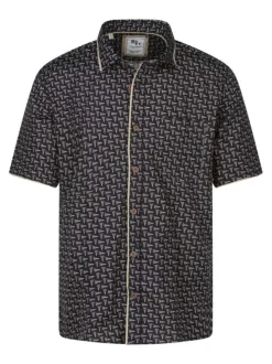 Chemise en coton noire à imprimé minis triangles et à coupe regular fit