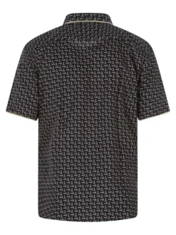 Chemise en coton noire à imprimé minis triangles et à coupe regular fit