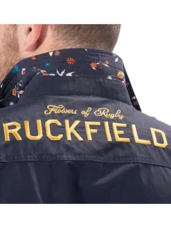 Chemise en coton nuit avec empiècement fleuri à coupe droite et col français