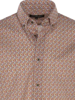 Chemise en coton orange avec une coupe droite et un col américain