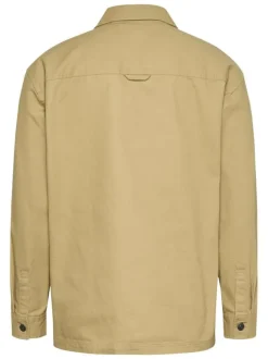 Chemise en coton régénératif sable unie à coupe droite et col à revers