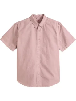 Chemise en coton rose à coupe droite pourvue d'un col boutonné