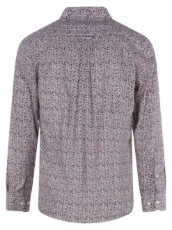Chemise en coton rose fleuri avec une coupe regular fit et un col boutonné