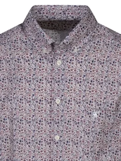 Chemise en coton rose fleuri avec une coupe regular fit et un col boutonné