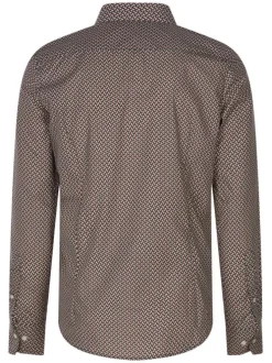 Chemise en coton rouge avec des imprimés géométriques et un col classique