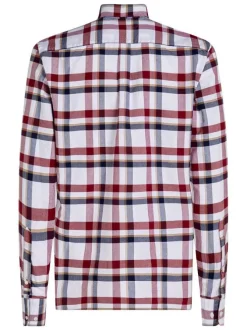 Chemise en coton rouge tweed avec une coupe droite et un col américain