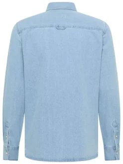 Chemise en coton stone avec un col chemise et poches sur la poitrine