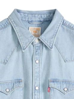 Chemise en coton stone à coupe droite pourvue d'un col à revers
