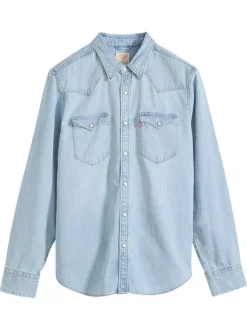 Chemise en coton stone à coupe droite pourvue d'un col à revers
