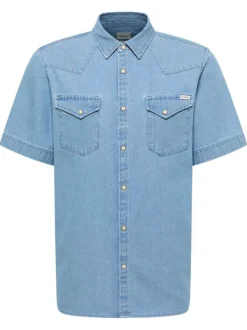 Chemise en coton stone unie pourvue d'une coupe droite et de manches courtes