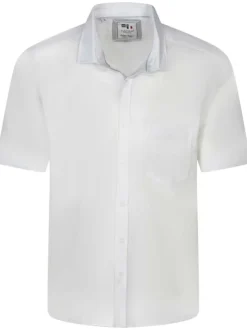Chemise en coton unie blanche en effet lin avec une coupe regular fit