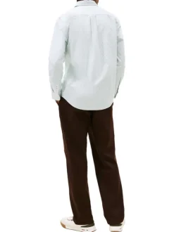 Chemise en coton verte à coupe droite ornée d'un motif à rayures