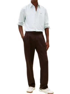 Chemise en coton verte à coupe droite ornée d'un motif à rayures