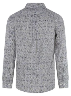 Chemise en coton verte fleuri avec une coupe regular fit et un col boutonné