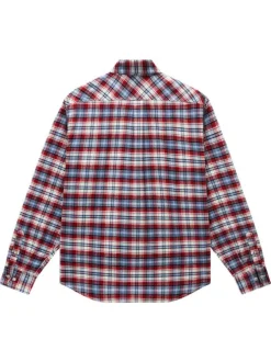 Chemise en flanelle rouge à carreaux en coton avec une coupe droite