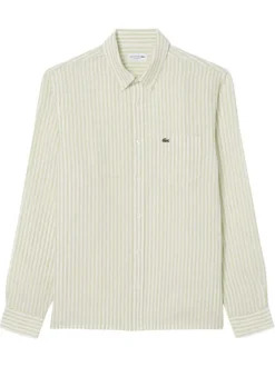 Chemise en lin tilleul à coupe droite ornée d'un motif à rayures