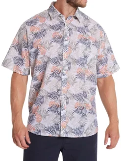 Chemise en partie en lin multicolore imprimée à coupe droite et un col français