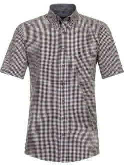 Chemise grande taille en coton marine avec des carreaux et une poche à l'avant