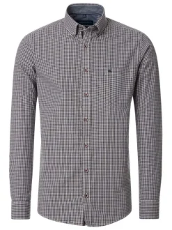 Chemise Grande Taille en coton marine à carreaux avec boutons tricolores et logo