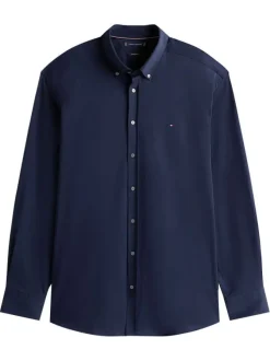 Chemise Grande Taille en coton mélangé marine unie coupe regular
