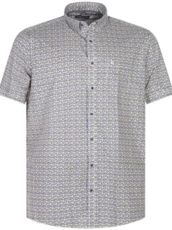 Chemise grande taille en coton multicolore abstrait avec une coupe regular fit