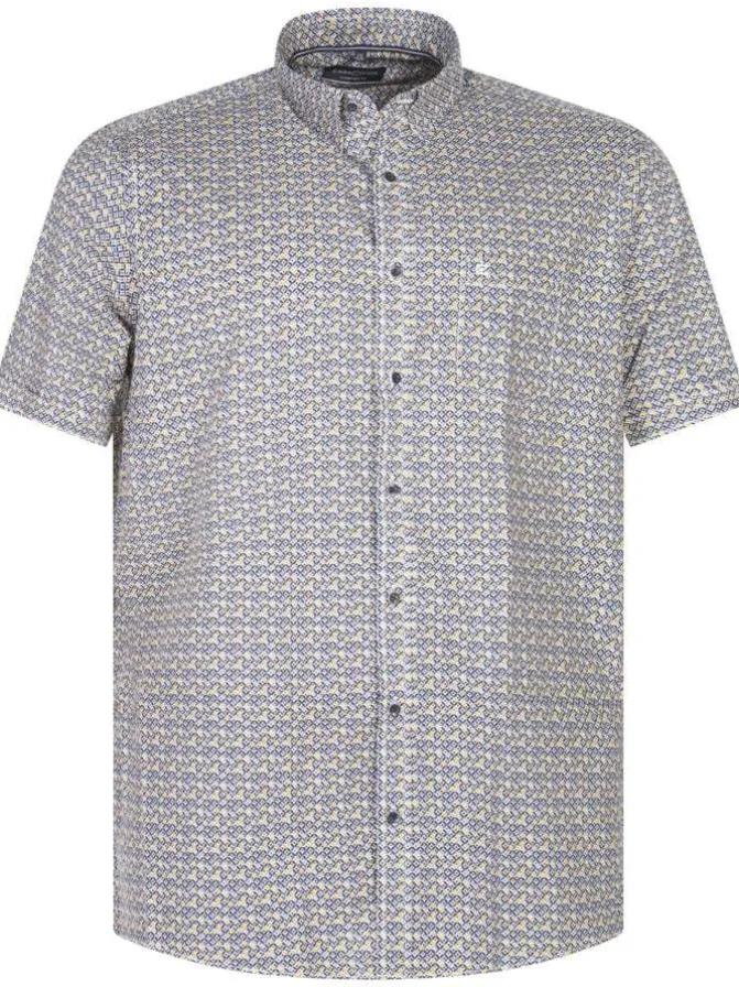 Chemise grande taille en coton multicolore abstrait avec une coupe regular fit