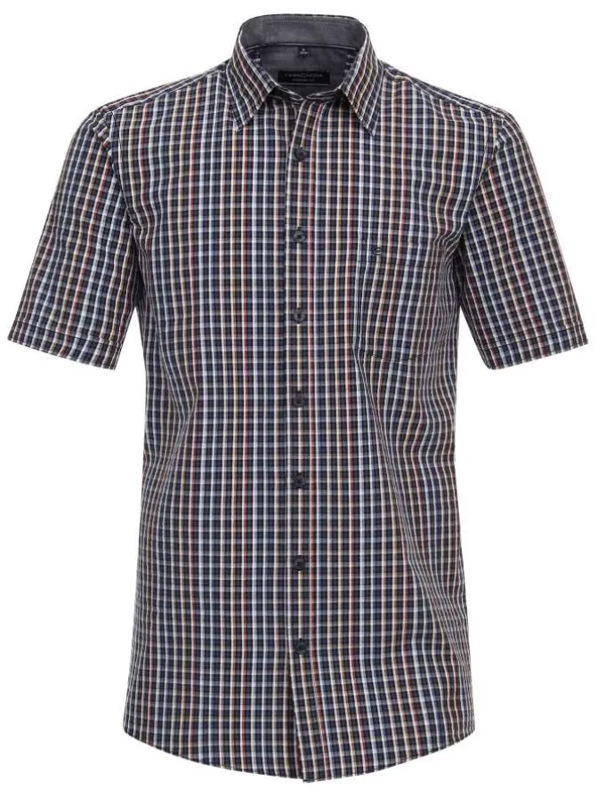 Chemise grande taille en coton multicolore carreaux avec un col français