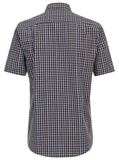 Chemise grande taille en coton multicolore carreaux avec un col français