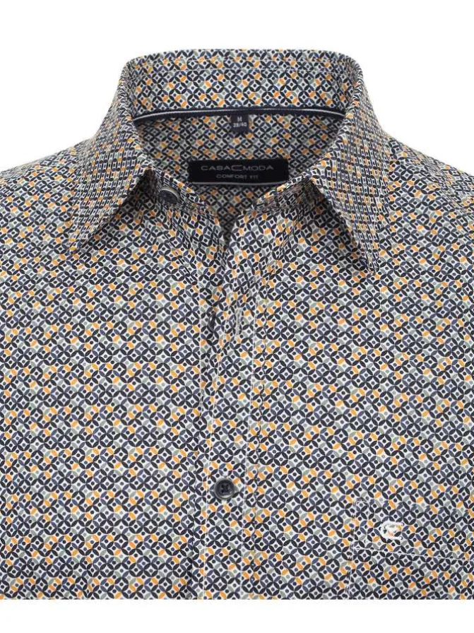 Chemise grande taille en coton multicolore imprimée avec une coupe droite