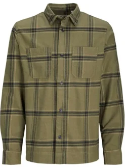 Chemise Grande Taille olive carreaux coupe regular col américain