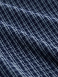 Chemise Grande Taille pur coton bleu marine à carreaux, regular fit à patte de boutonnage