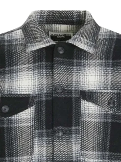 Chemise grise anthracite style écossais à coupe droite et à manches longues