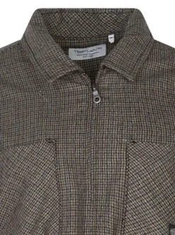 Chemise grise à carreaux coupe ample col à revers et à manches longues