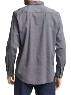 Chemise grise uni avec une coupe ajustée et un col boutonné