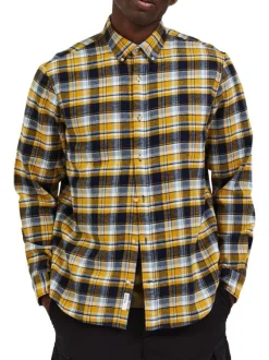 Chemise jaune à carreaux coupe regular et col américain