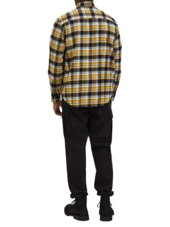 Chemise jaune à carreaux coupe regular et col américain