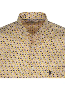 Chemise jaune en coton avec imprimé liberty all-over coupe regular fit col américain