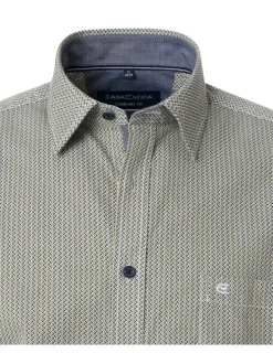 Chemise kaki Grande Taille en coton à motifs avec coupe droite et col français