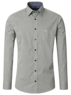 Chemise kaki Grande Taille en coton à motifs avec coupe droite et col français