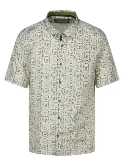 Chemise kaki à motifs avec une coupe droite et un col américain