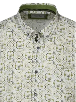 Chemise kaki à motifs avec une coupe droite et un col américain
