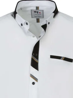 Chemise à manches courtes en coton bicolore à col américain et avec une poche